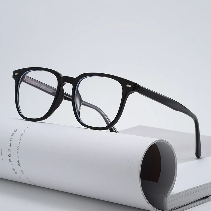 New Fashion Retro Women Men Rivets TR90 Core-Inserting Process Anti Blue Light Myopia Glasses Custom Prescription Lenses 0~-6.0