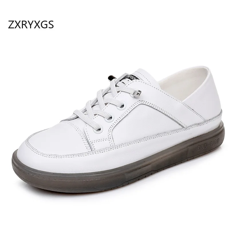 

ZXRYXGS Premium Cowhide White Sneakers Flat Shoes 2025 New Autumn Casual Trendy Sneakers Women Real Leather Shoes Shoes 33-43