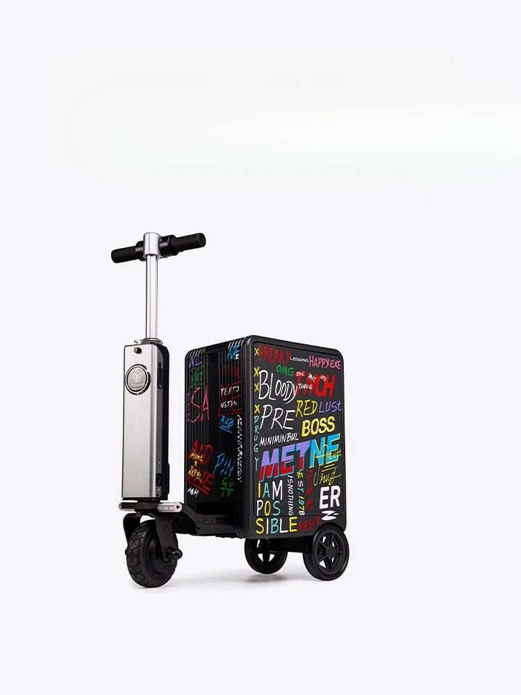 

Graffiti electric suitcase riding and walking can seat a 20-inch boarding retractable smart trolley case