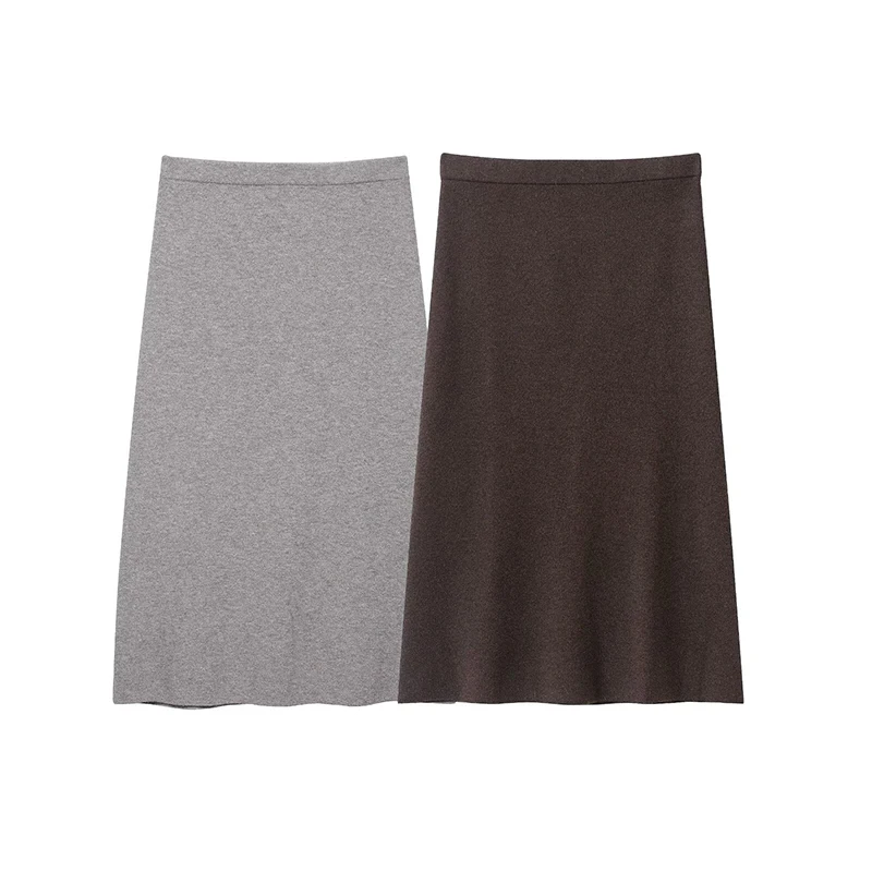 

Willshela женская модная однотонная трикотажная юбка-миди трапециевидной формы винтажная с высокой эластичной резинкой на талии женские шикарные женские юбки