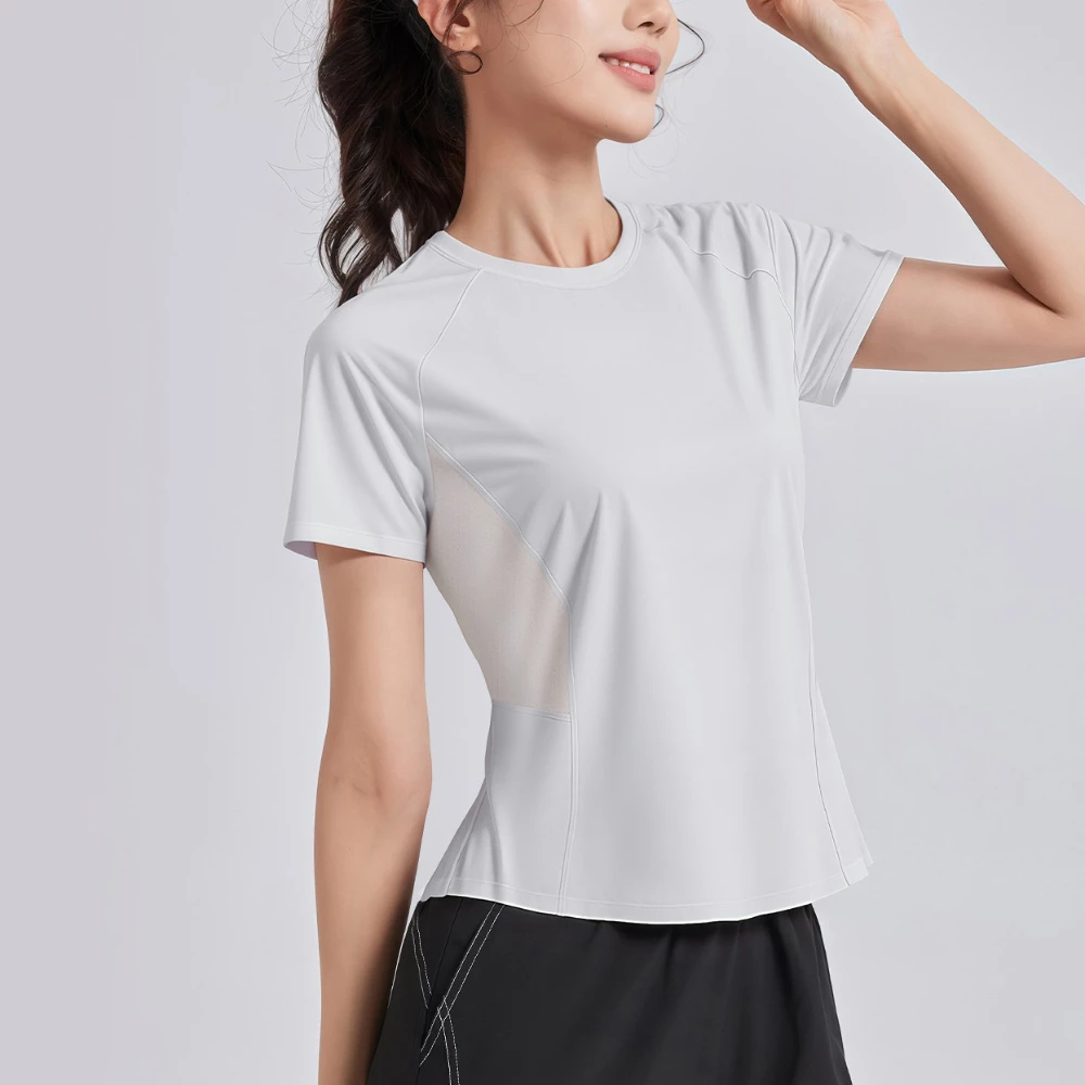 MIML Workout Top Women's Summer Mesh Back Fitness Short Sleeve T-Shirt Quick Dry Breathable for Outdoor Running and Sports