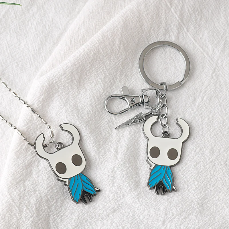 Game Hollow Knight Necklace Keychains Anime ACT Protagonist Enamel Pendant Keyring Necklaces Cosplay Props Gift for Friends