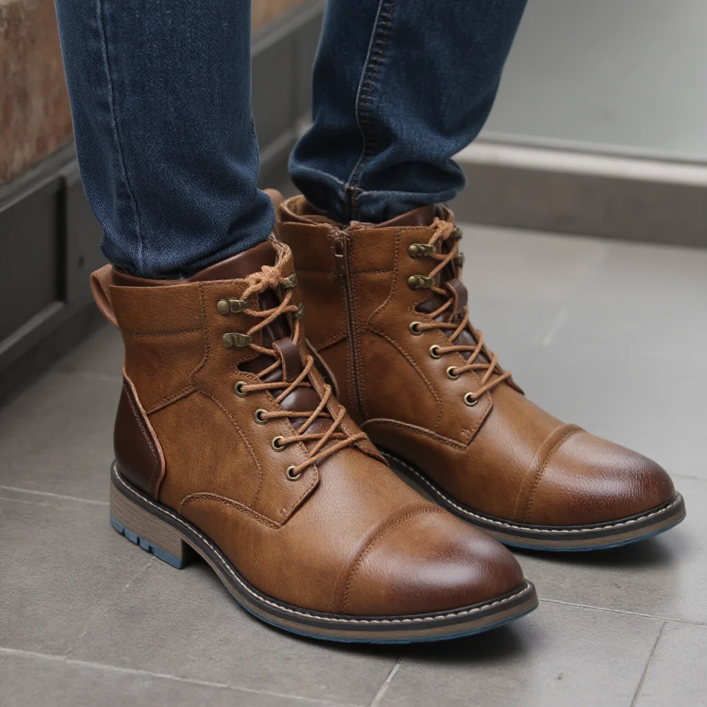 American Style Men Boots  Brand Fashion Comfortable Ankle Boots Leather #607