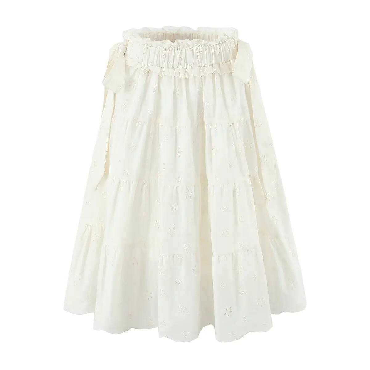 تنورة قصيرة أنيقة مطرزة بحزام، تصميم نسائي جديد للربيع، مصنوعة من ألياف البوليستر عالية الجودة، تنورة أميرة بخصر مرتفع