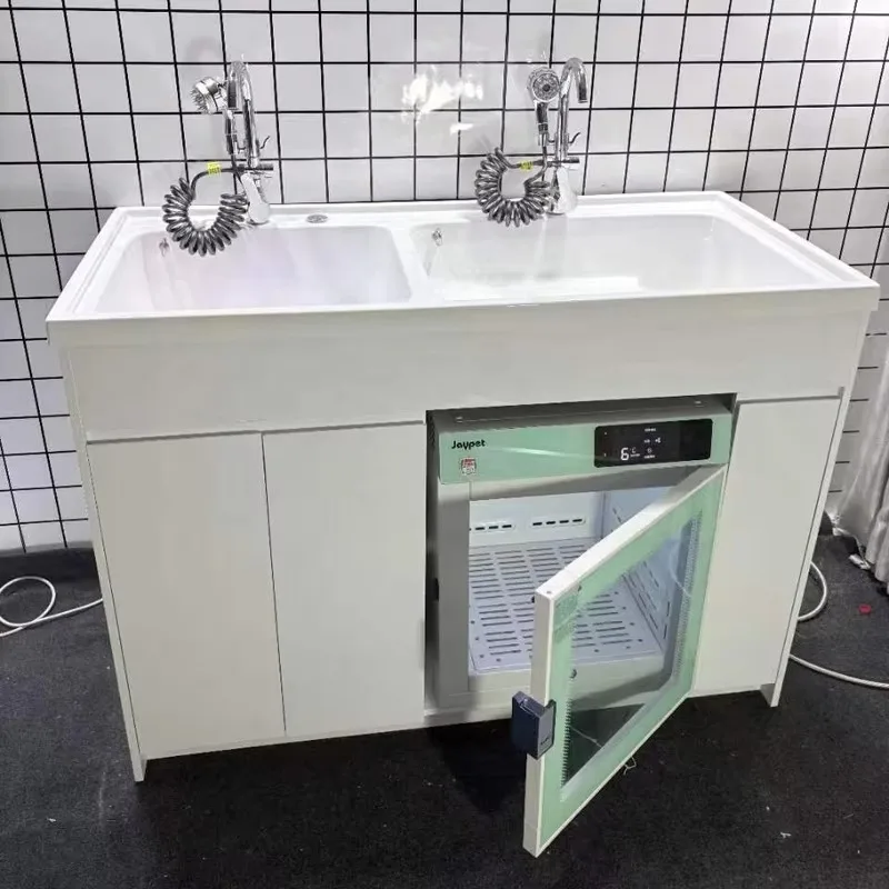 White Color Dog and Cat Shower Bath Tub with Massage Drying Cabinet Ozone Ultraviolet Sterilization Pet Grooming Tubs