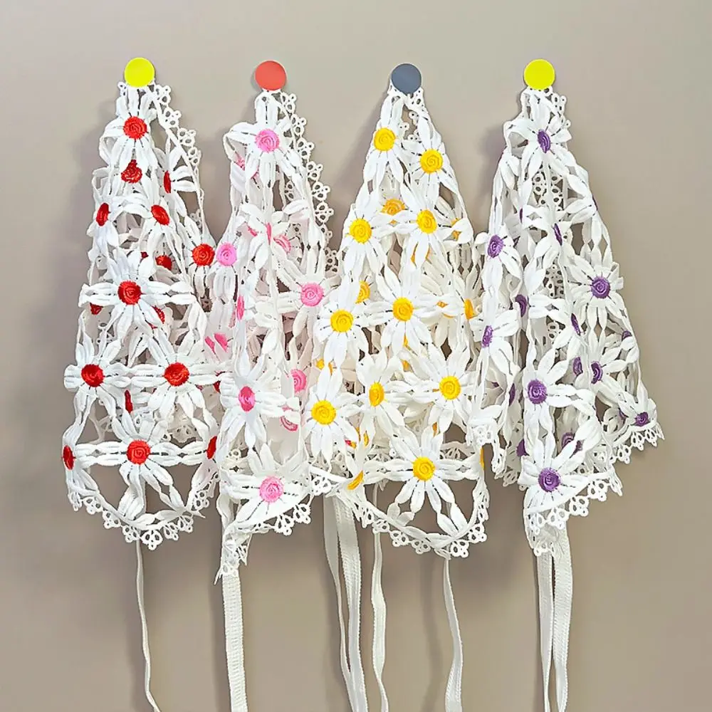 عصابة رأس بشراشيب دانتيل ثلاثية الأبعاد للنساء ، وشاح ديزي لطيف ، منشفة فرنسية على الطراز الرعوي