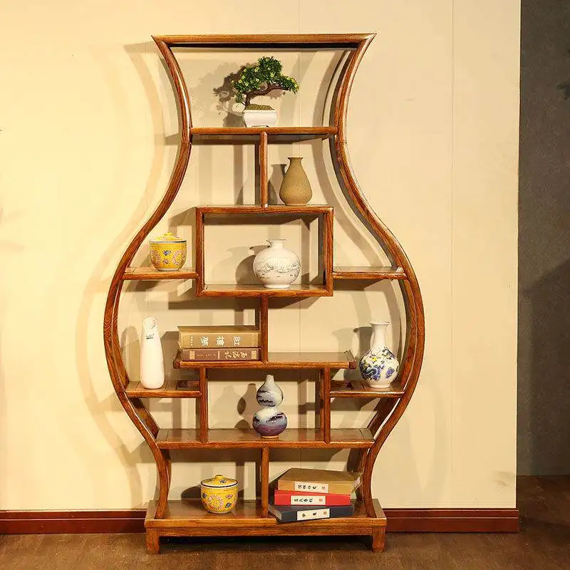 LMM solid wood Chinese tea rack partition small tea table storage living room log color