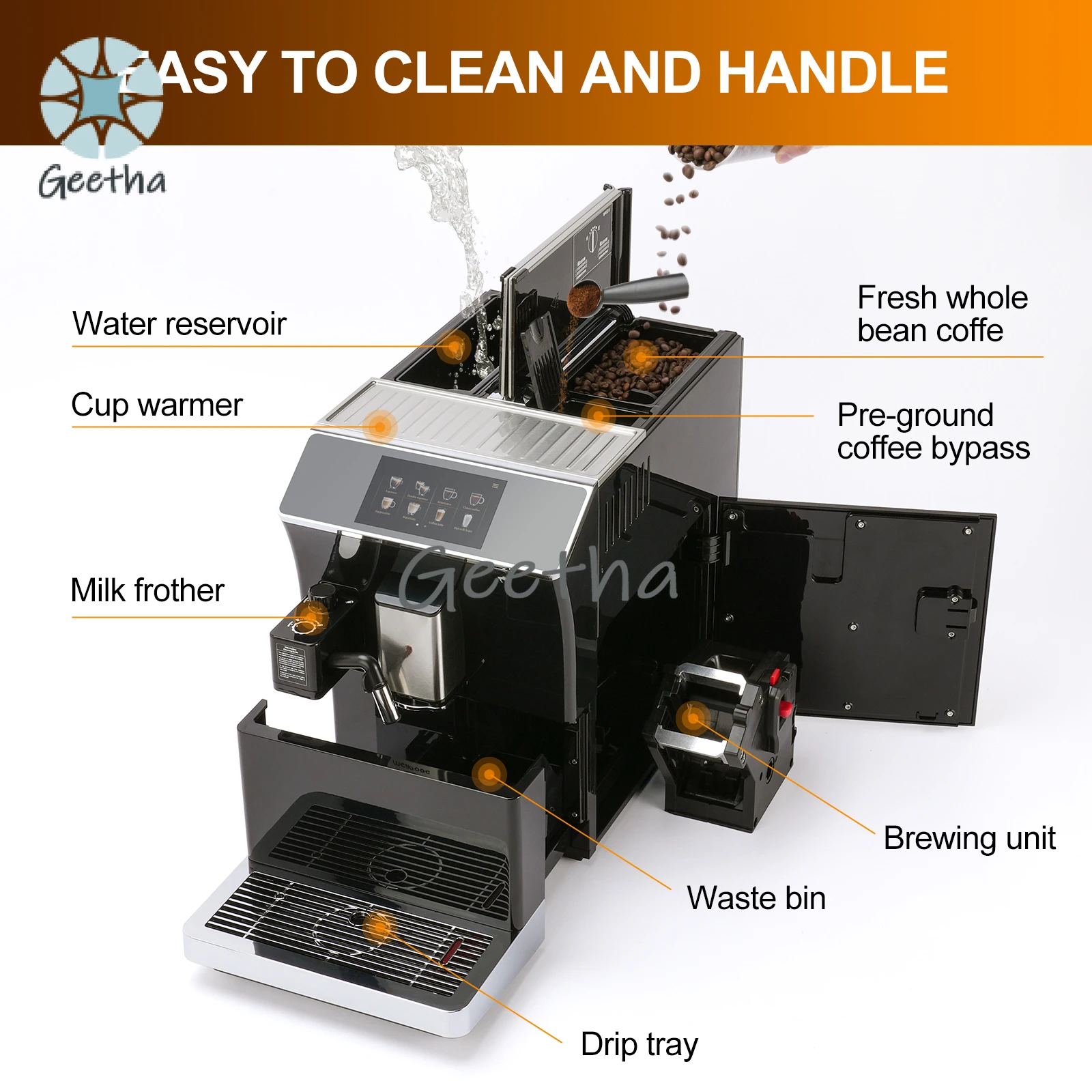 ماكينة صنع القهوة الأوتوماتيكية بلمسة واحدة 16 نوعًا من ماكينة صنع القهوة الأوتوماتيكية #3