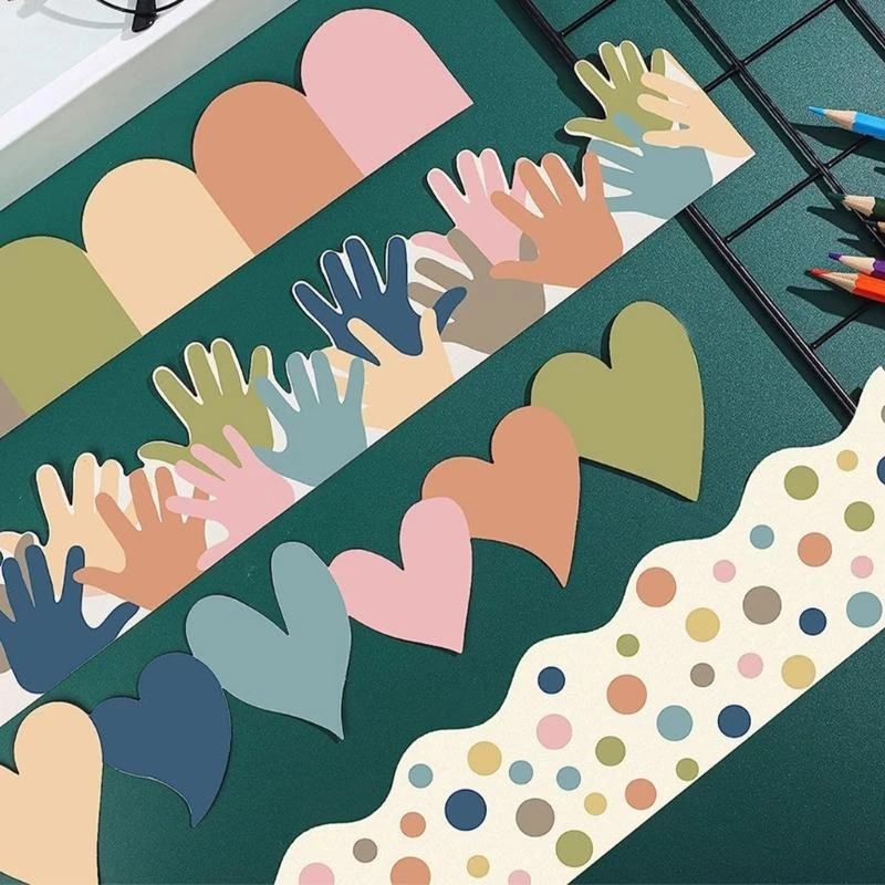 80pcs Bulletin Board Board Trim Colorful Dot Colorder Trim Heart