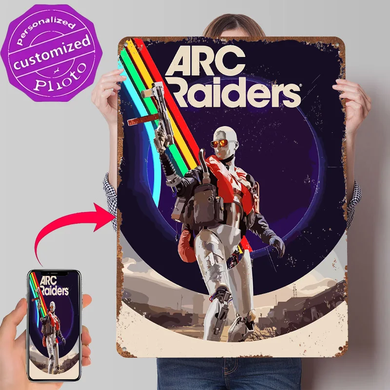 ARC Raiders Game Printed Poster Customized Wall Art Retro Vintage Metal Tin Signs for Interior Decoration Living Room Desk Decor