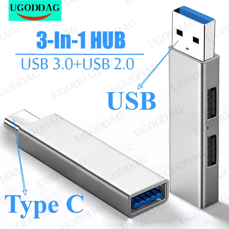 3-in-1 USB 3.0 HUB USB2.0 Multi USB Splitter Type-C to USB HUB USB3.0 OTG Adapter Multiple Expander for Macbook Pro