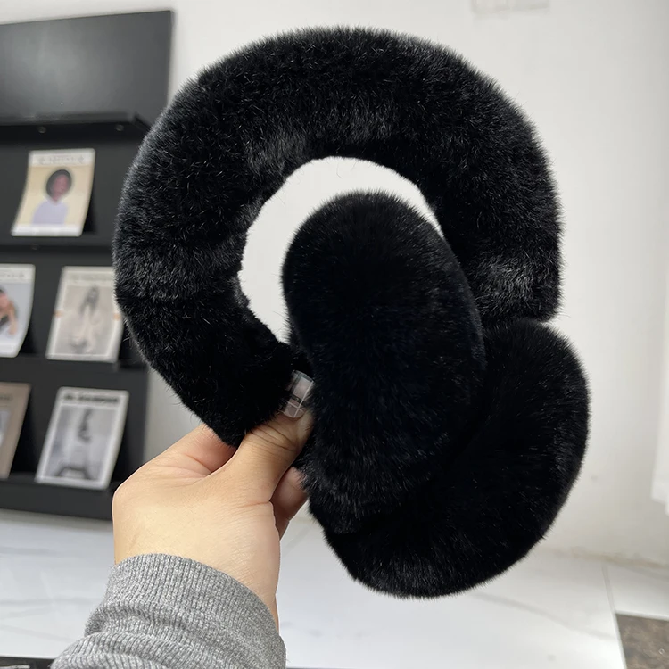 Natural 100% Rex Rabbit Fur Earmuff Women\'s Autumn and Winter Warm Earmuffs Ear Cover Ear Warmer Ear Muffs Winter