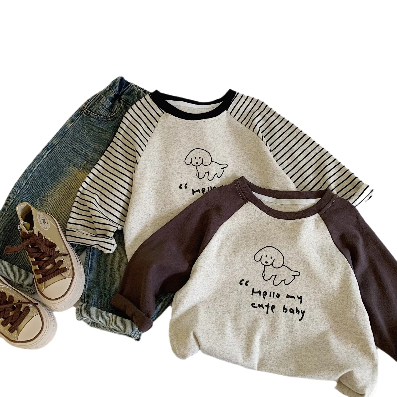 Children Cothes T-shirt 2024 Fall New Boy Baby Pullover Long Sleeve Casual Simple Soft Comfortable Cartoon Printed T Shirt