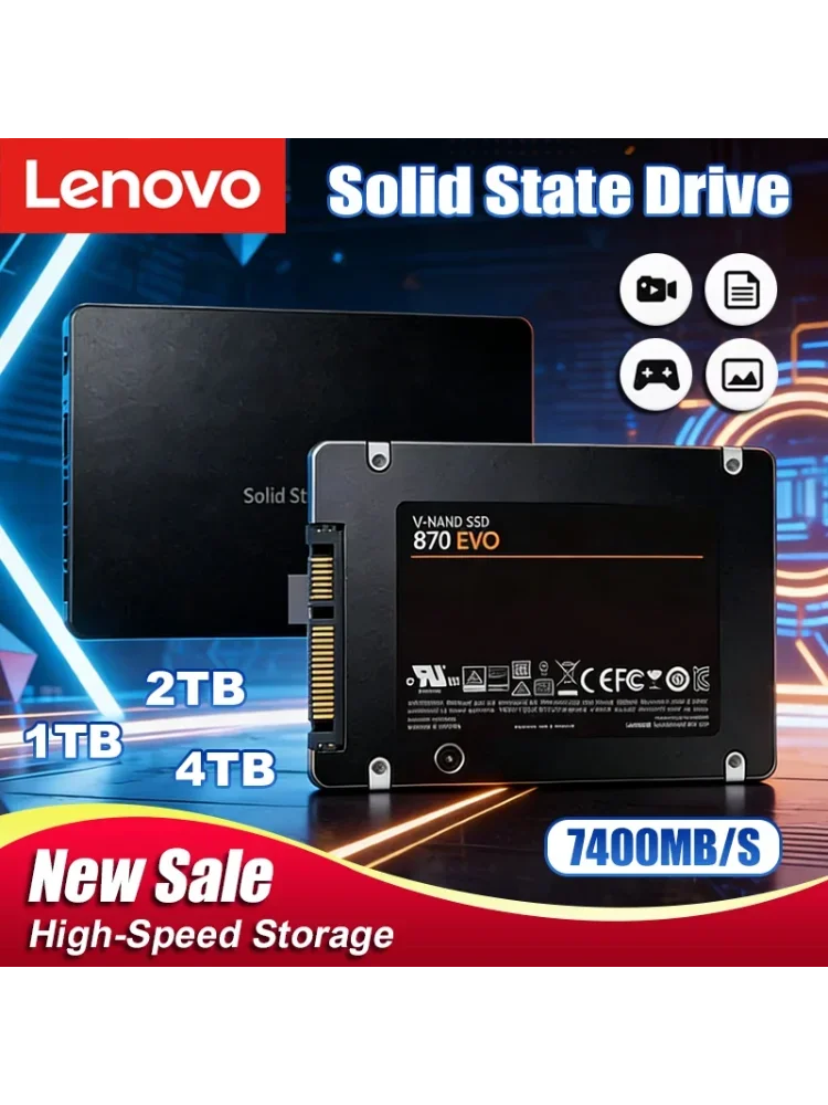 Lenovo Solid State Disk SSD 870 EVO 1TB2TB4TB Interne HDD Harde Schijf Sata3 2.5 Inch Voor Laptop Microcomputer Desktop - afbeelding 2