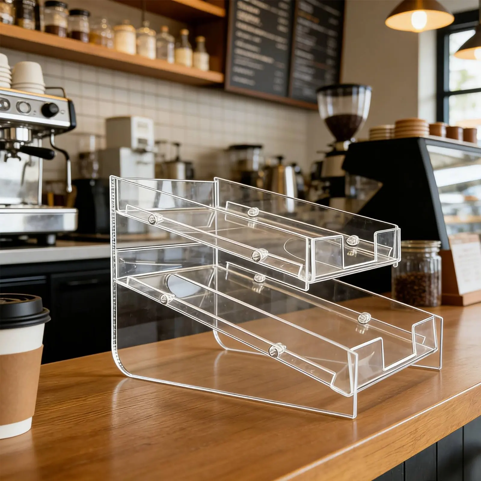 

2-Tier Acrylic Display Rack Versatile Acrylic Candy Display Box Concession Stand Rack Easy to Assemble Retail Fixture