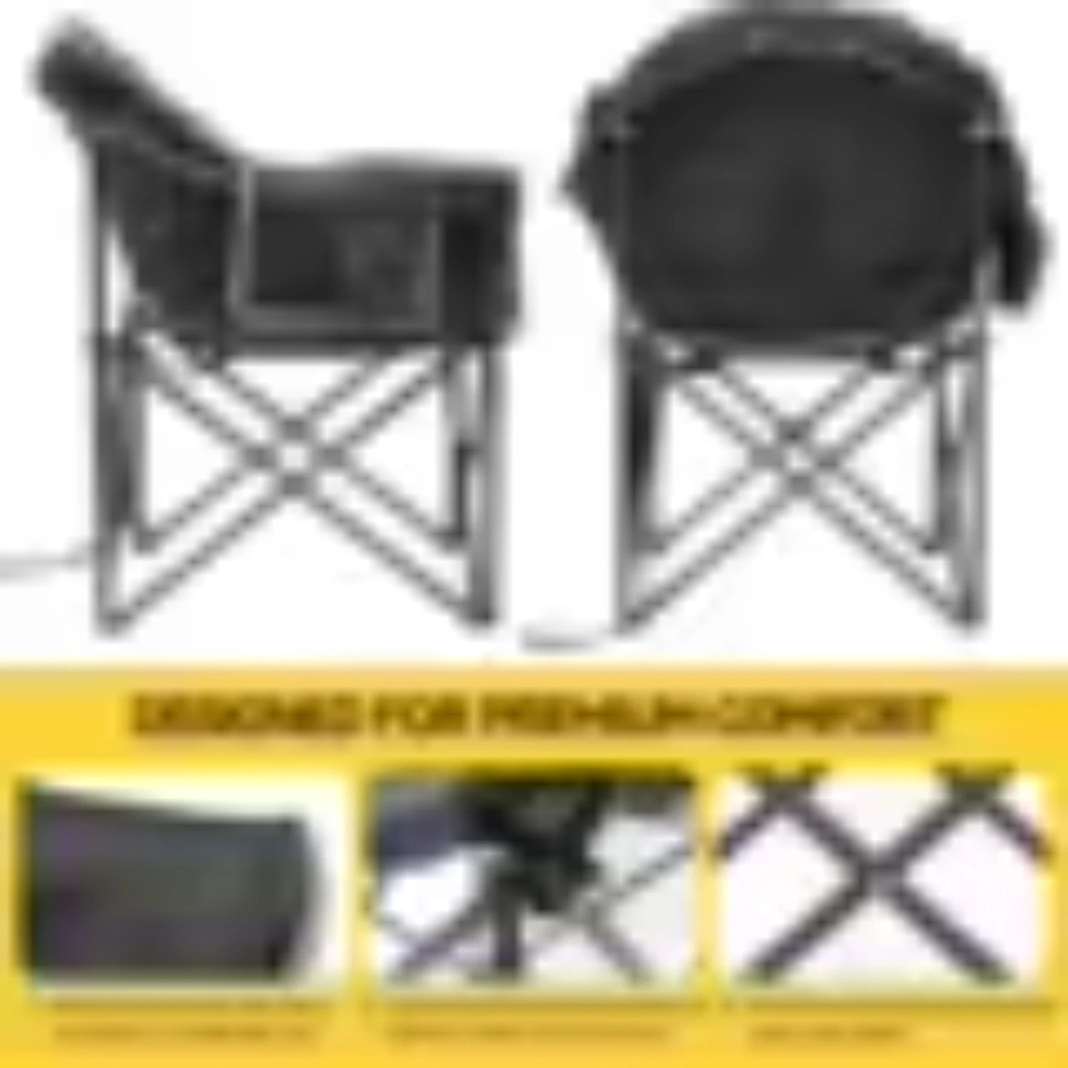 Kinnls Outdoor Portable Heated Folding Chair Lounge Support 500 lbs Oxford Fabric Roomy Camping Chair Fishing