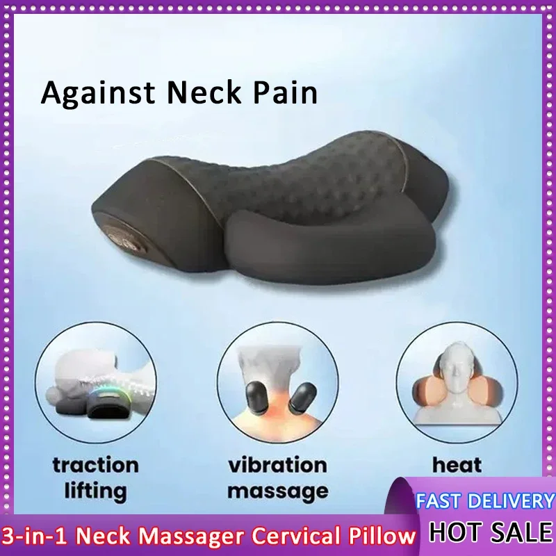

Soothe-3-in-1 Neck Massager Cervical Pillow Hot Compress Vibration Massage Neck Traction Relax Pillow Spine Support Massager