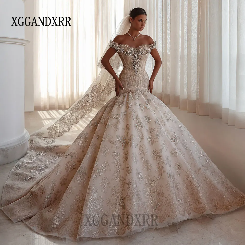 

Элегантные свадебные платья-русалки XGGandXRR 2026 с кружевом, вырезом «сердечко», бисером и хрустальными аппликациями, вечернее свадебное платье Vestido De Novia