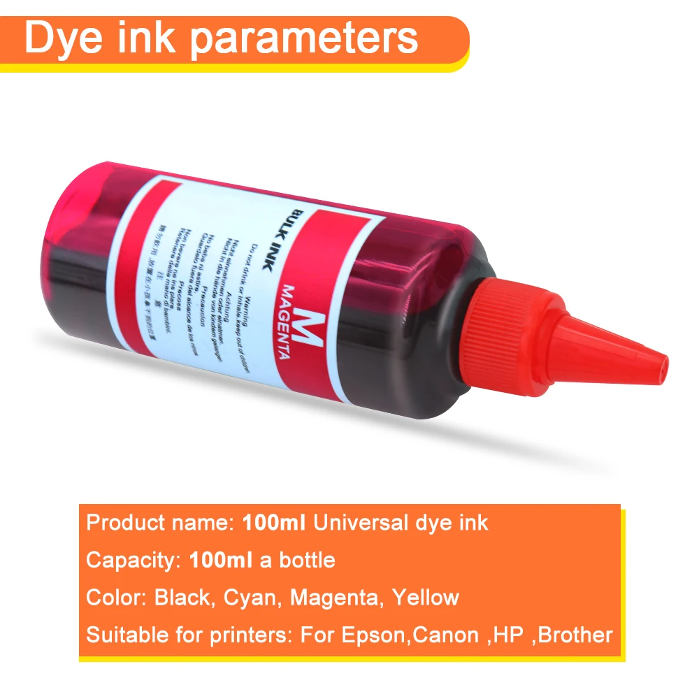 OYfame 100ml Dye Ink Kit Universal Compatible For HP Canon For Epson Deskjet Inkjet Printer Cartridges CISS Refillable Dye Ink