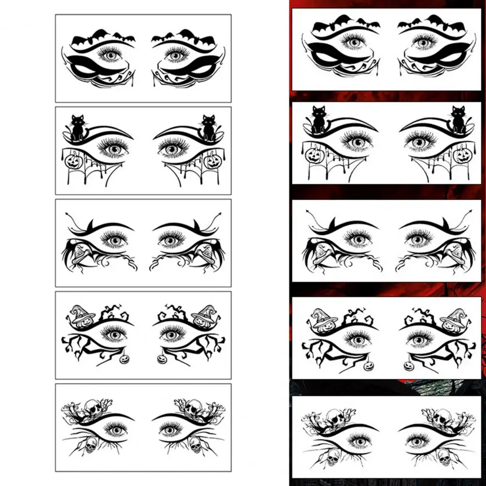 Halloween Face Stickers for Women Halloween Face Tattoo Stickers Set with Spider Bat Skull Designs for Women Girls Masquerade