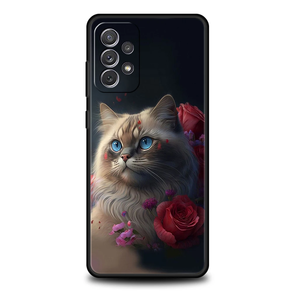 Fashion Lovely Cats Phone Case for Samsung Galaxy A15 A14 A25 A54 A34 A51 A71 A72 A73 A32 A52 A52S A11 A21S A31 A41 5G TPU Shell