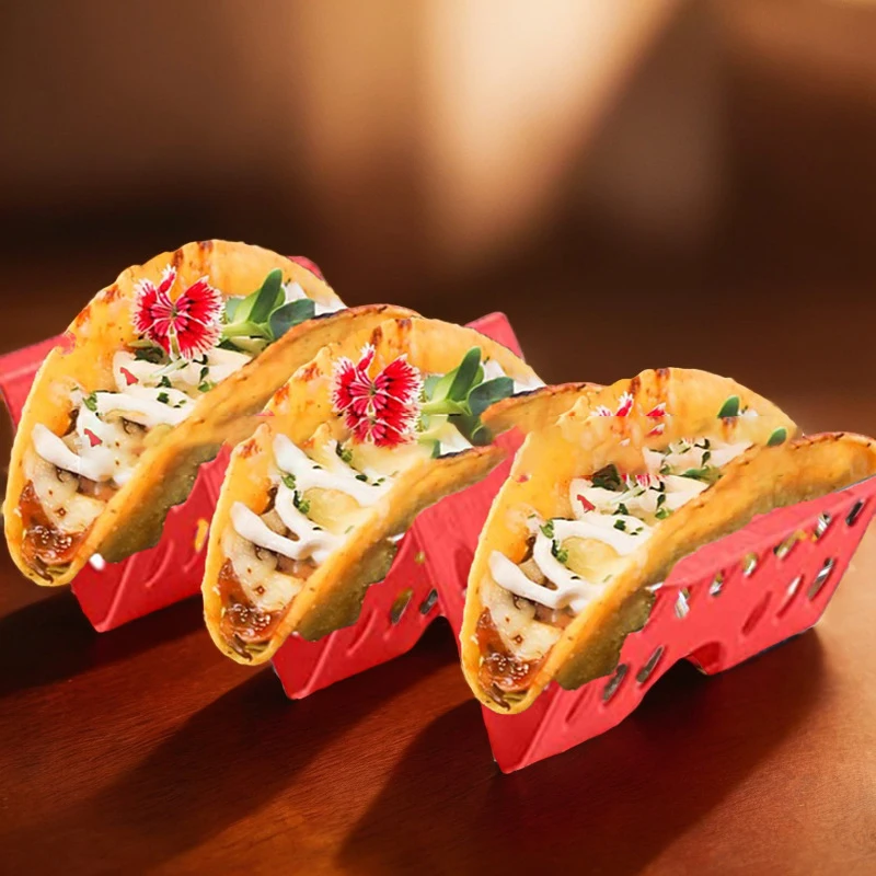 Hollowed Wave Shape Pancake Holder Mexican Taco Display Rack Creative Plastic Tortilla Shelf Food Serving Tray