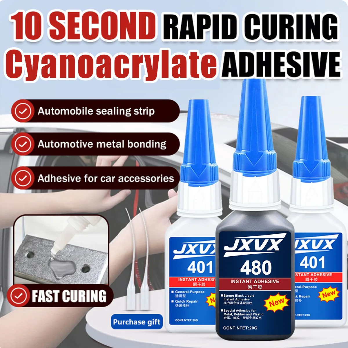 

Суперпрочный клей, мгновенно сохнет, 401, прочный мгновенный клей-адгезив, прозрачный, универсальный, для пластика, дерева, металла, резины, кожи, маникюра, поделок своими руками (20 г/0,7 унции).