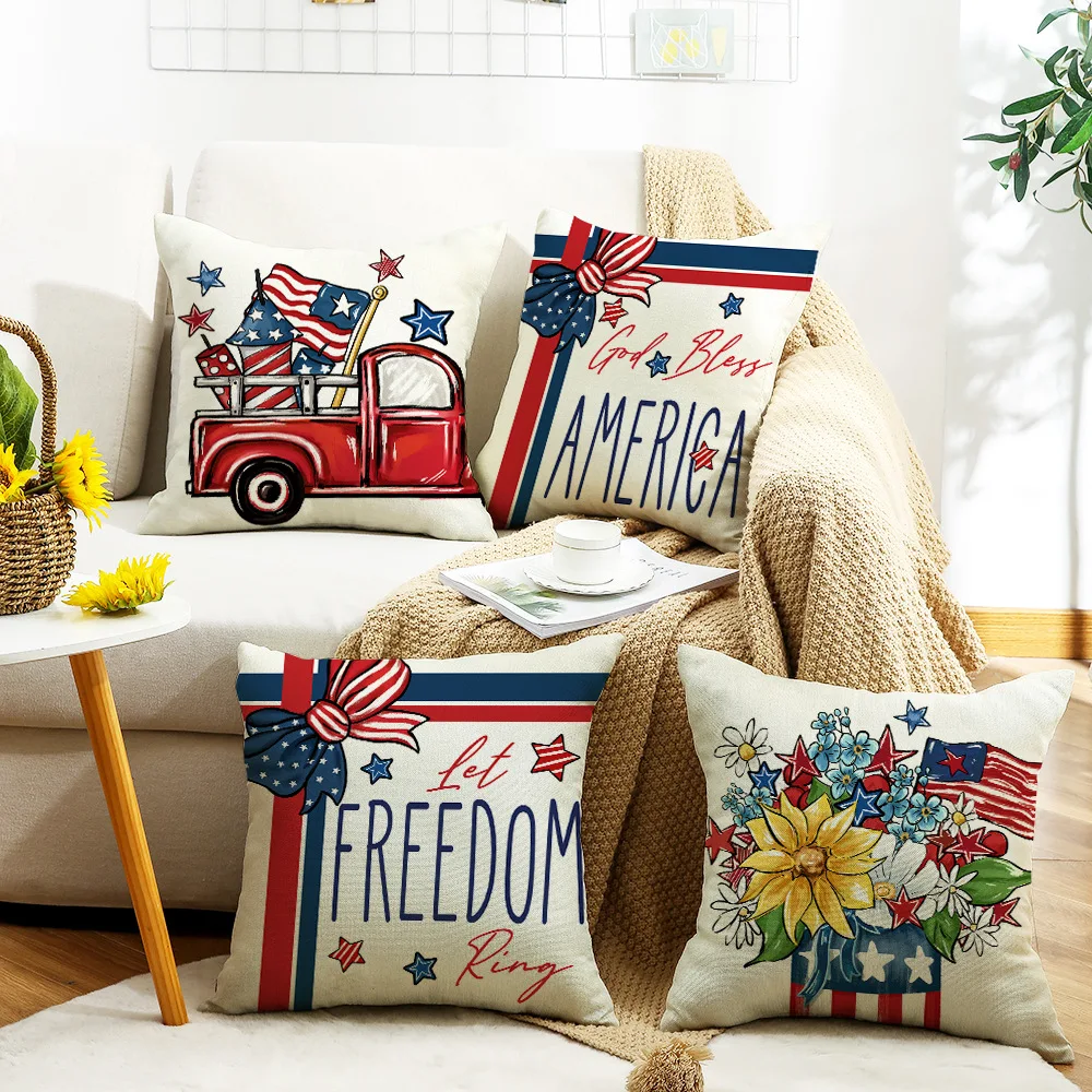 American Independence Day pillowcase print decoration festive sofa bedside cushion cover