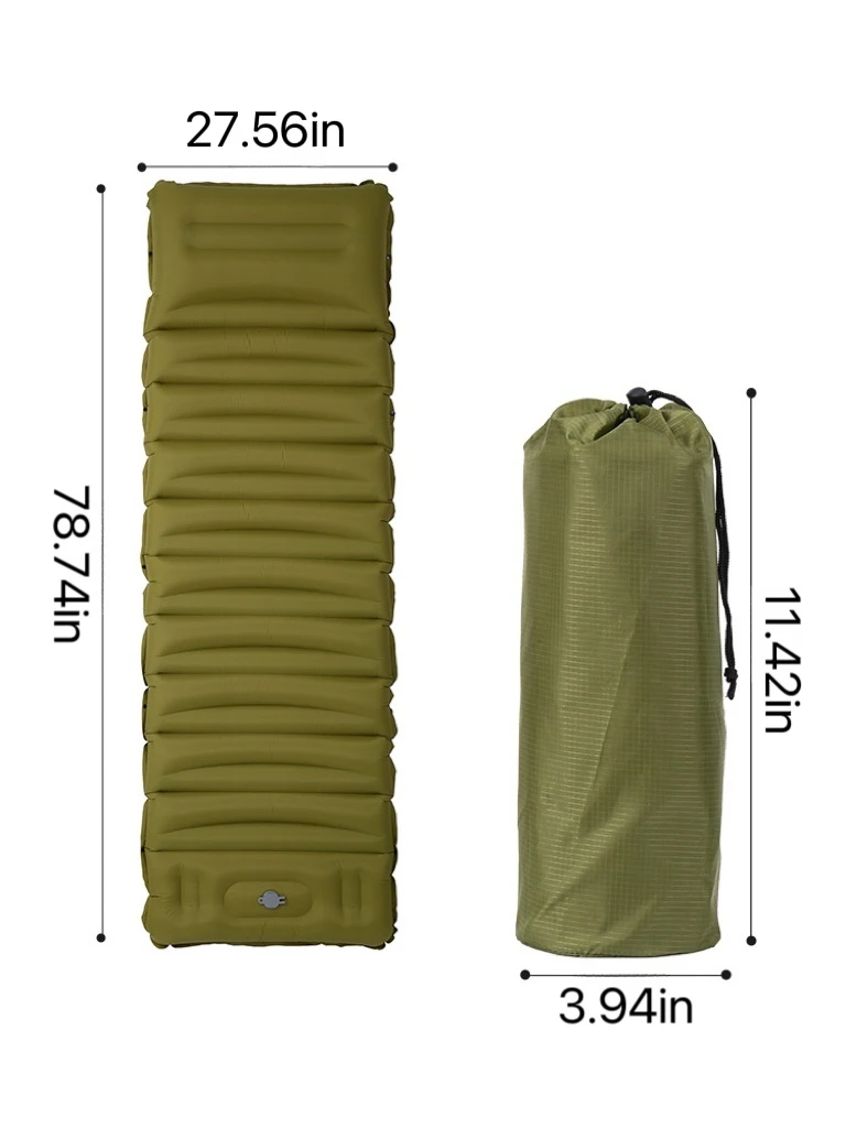 Lightweight Folding Air Bed Self-inflating Mattress Attached Pillow Camping & Hiking & Picnic Mat