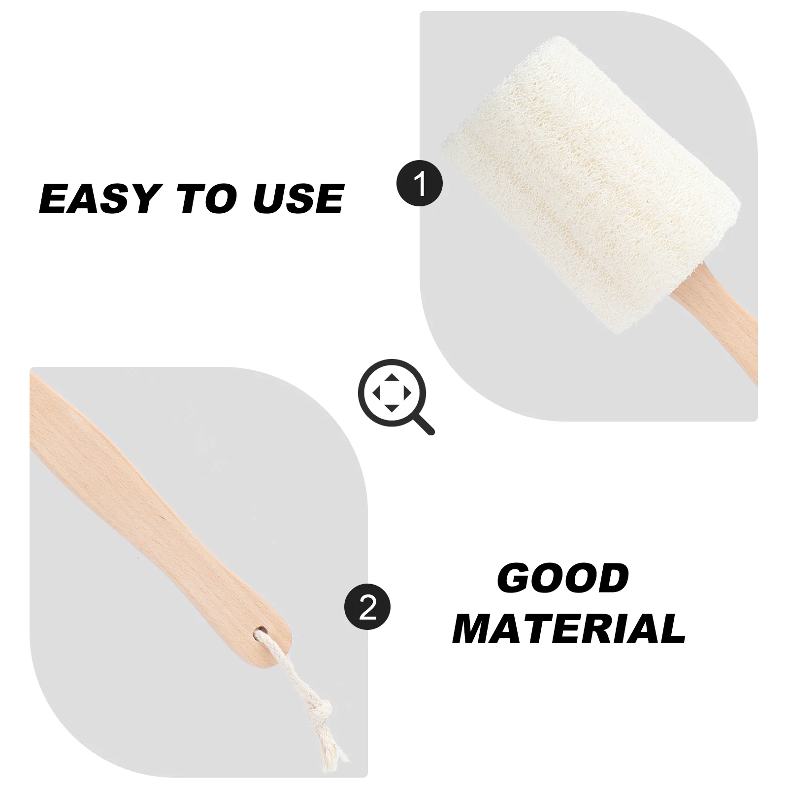 Spazzola per la schiena in luffa Manico lungo in legno Spugna per doccia esfoliante naturale per il corpo da bagno Corda per appendere ad asciugatura rapida Bagno domestico