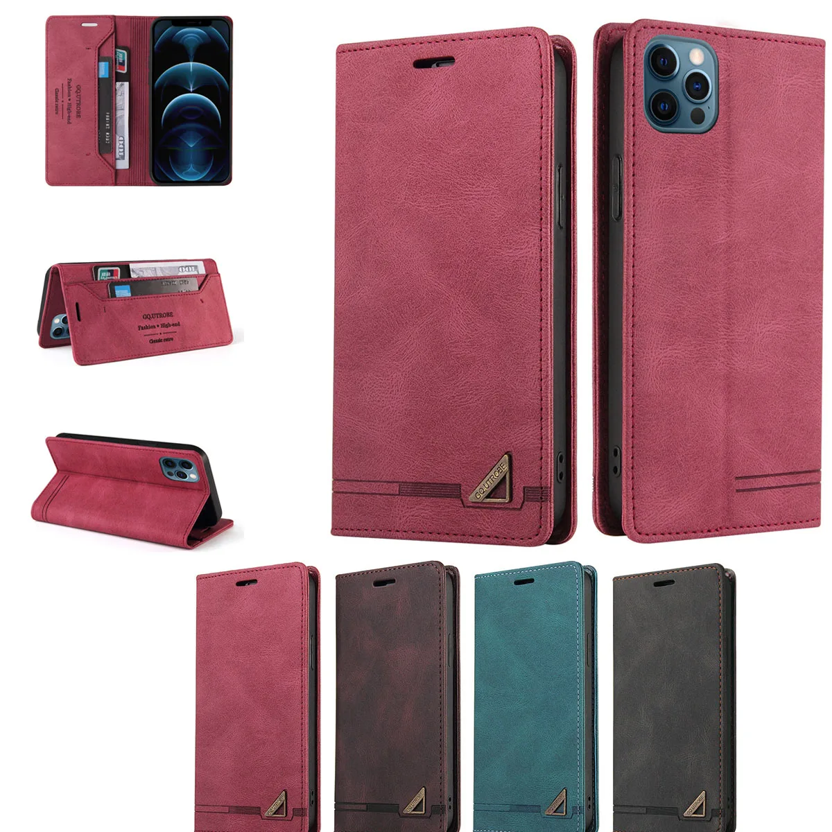 

Кожаный флип-чехол с защитой от кражи и кистью для фоторамки для Samsung Galaxy S25 Ultra S24 FE S23 Plus S22 S21 S20 S10 S9 S8 Cover