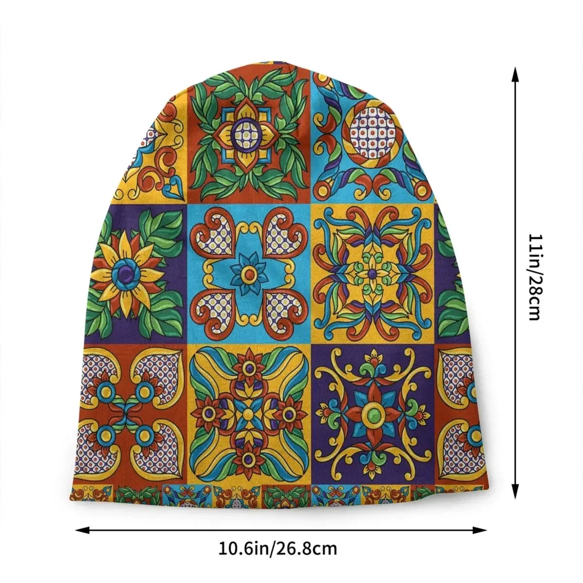 Mexican Talavera Tile Pattern Bonnet Hat Knitting Hat Men Women Hip Hop Unisex Adult Winter Warm Beanies Cap