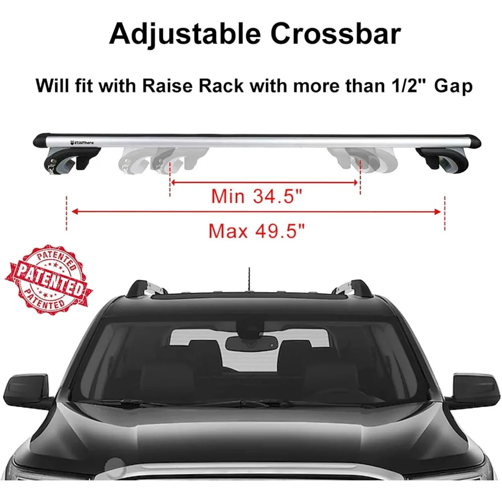Universal Car Roof Rack Cross Bars 56" Aero Aluminum Adjustable for Most Vehicles with Raised Side Rails, 200 lbs Load Capacity