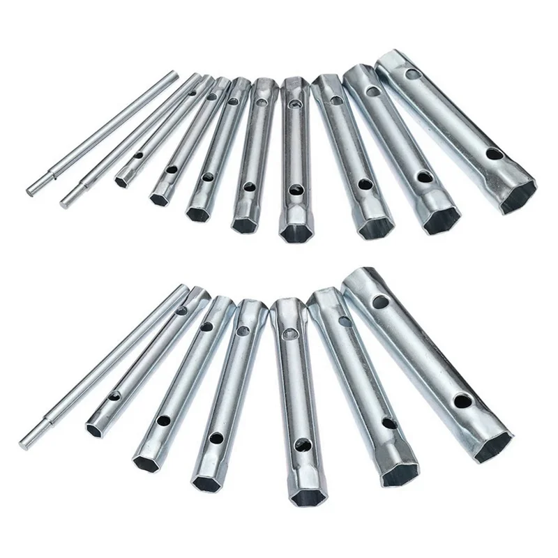 A53Q-20Pcs 6-22mm conjunto de chave de caixa tubular métrica barra de tubo vela de ignição chave de aço dupla extremidade para reparo de encanamento automotivo