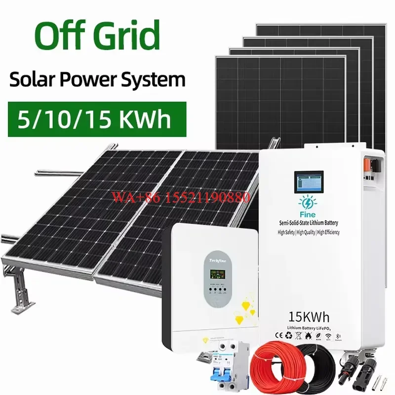 WMWMNU for JEESENG 11KW Off Grid Solar Power System Kit with Lithium Ion Battery and PWM Controller for Home Use