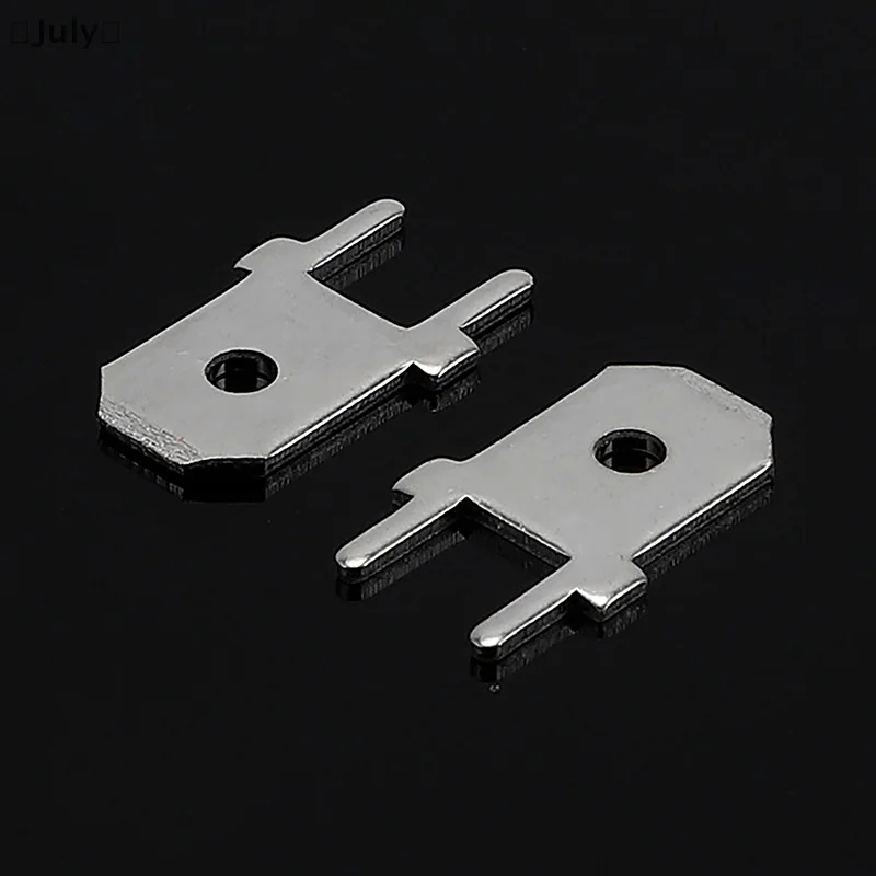 50 peças 6.3mm 4.8mm inserções plug terminal macho 250 pcb solda lug espessura 0.8 duas pernas, folha de soldagem pcb