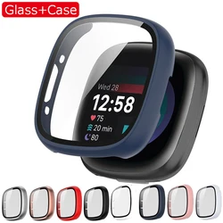 Tempered Glass Screen Protector Case For Fitbit Versa 3/Sense Cover Full Cover Bumper Shell For Fitbit Sense/Versa 3 Accessories