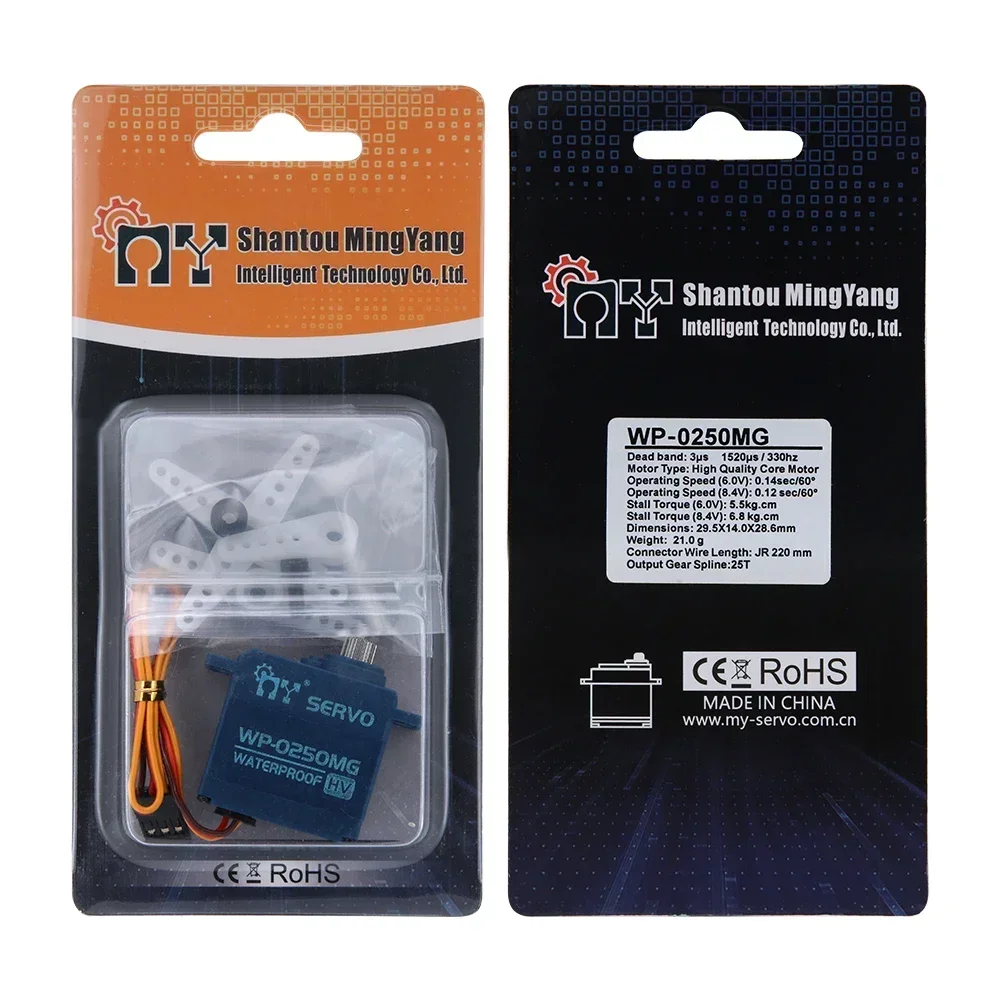 SERWOMOTOR MIKRO WP-0250MG 6.8KG WYSOKOSZYBKI (8.4V) - WODOODPORNY, Z METALOWYM PRZEKŁADNIEM DO SAMOCHODÓW RC W SKALI 1/16 I KOMPAKTOWYCH MODELI POJAZDÓW