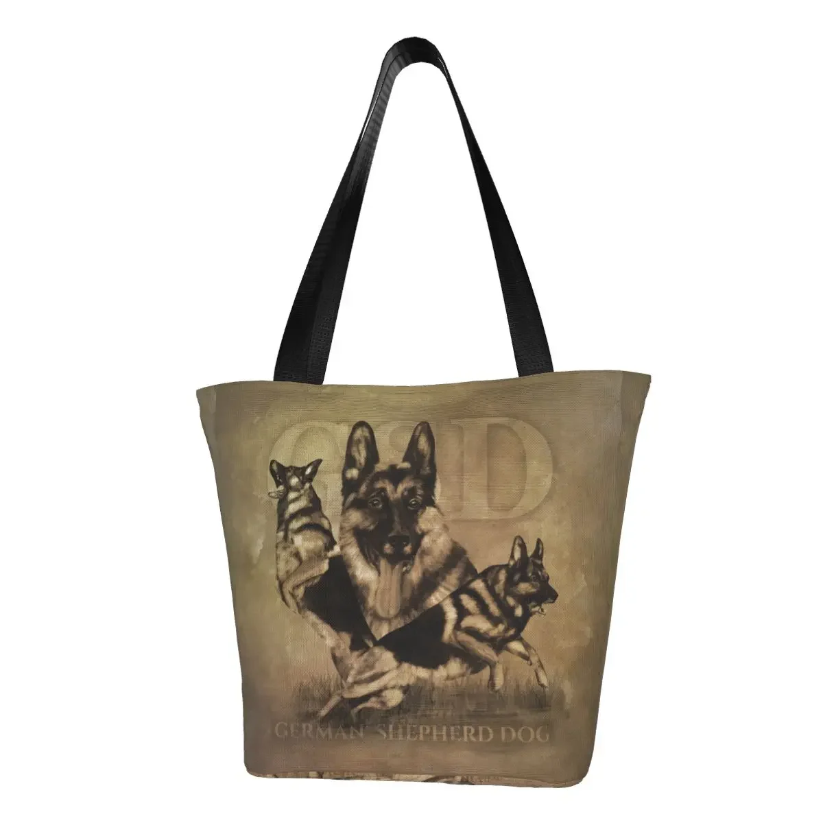 

Kawaii German Shepherd Dog GSD Collage Shopping Tote Bag Reusable Animal Canvas Grocery Shopper Shoulder Bag