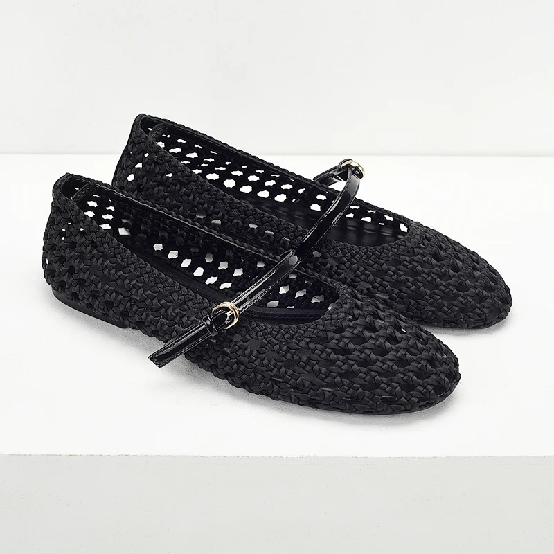 الباليه امرأة 2025 جولة تو أحذية نسائية كل مباراة الفم الضحلة الحياكة الشقق الباليه فستان مريح ماري جينس كل ماتك #1