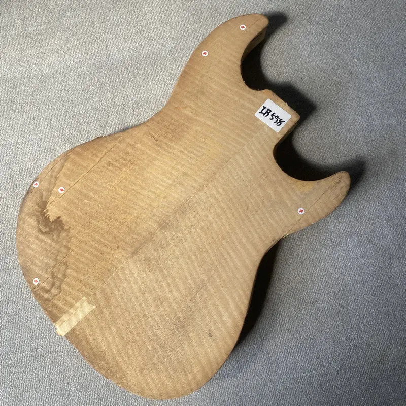 

IB558 Unfinished Flamed Maple Top +Basswood Raw Materials ST Electric Guitar Body DIY Replace No Paints Wood Crack