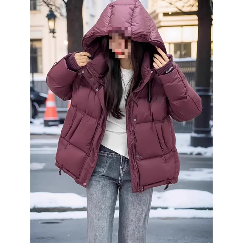 Piumino con cappuccio da donna inverno 2025 nuova versione coreana giacca da pane giacca calda ispessita