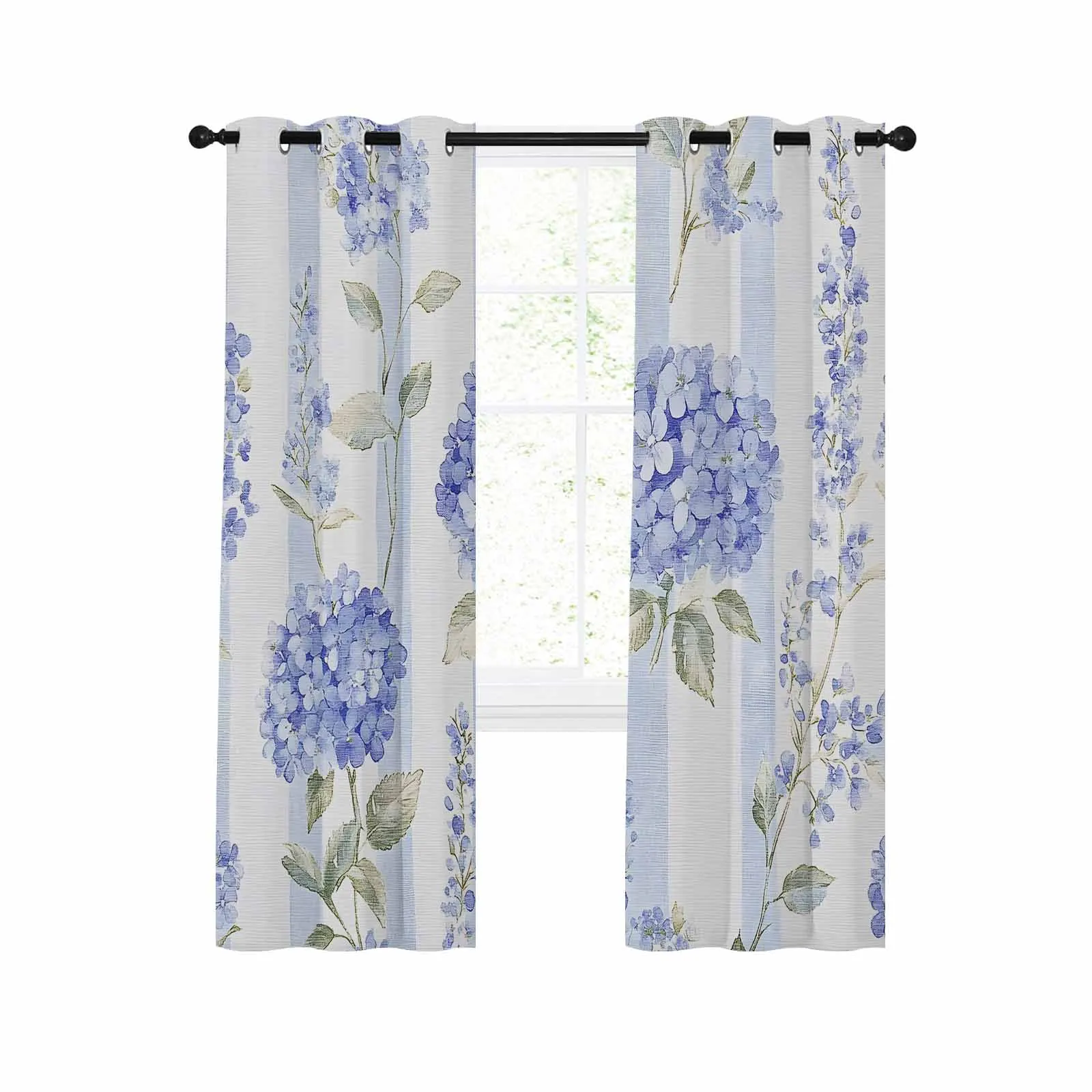 

Vintage Blue Striped Purple Large Curtains For Living Room Window Curtain Bedroom Kitchen Balcony Gazebo Curtain Room Divider