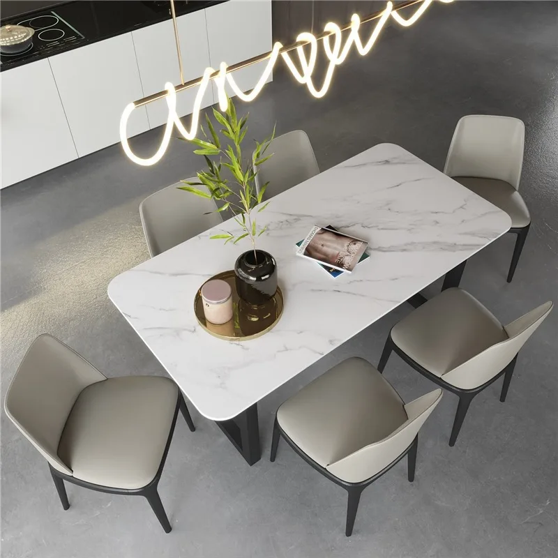 Nordic marble dining table and chair combination simple small apartment table Internet celebrity bed and breakfast restaurant