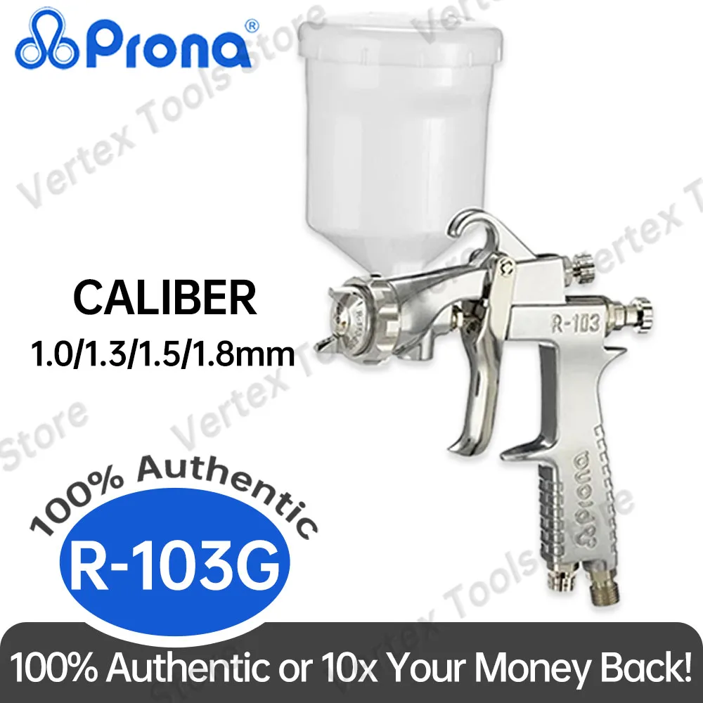 Prona R-103 Gravity Feed Paint Spray Gun 1.3mm 1.5mm Precision Pneumatic Coating Sprayer for Wood Furniture Helmet Car