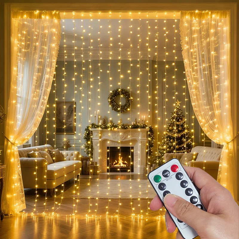 

3/4/6m Curtain LED String Lights Garland USB Festoon Remote Control Fairy Garland Lights Christmas Decoration for Bedroom Home