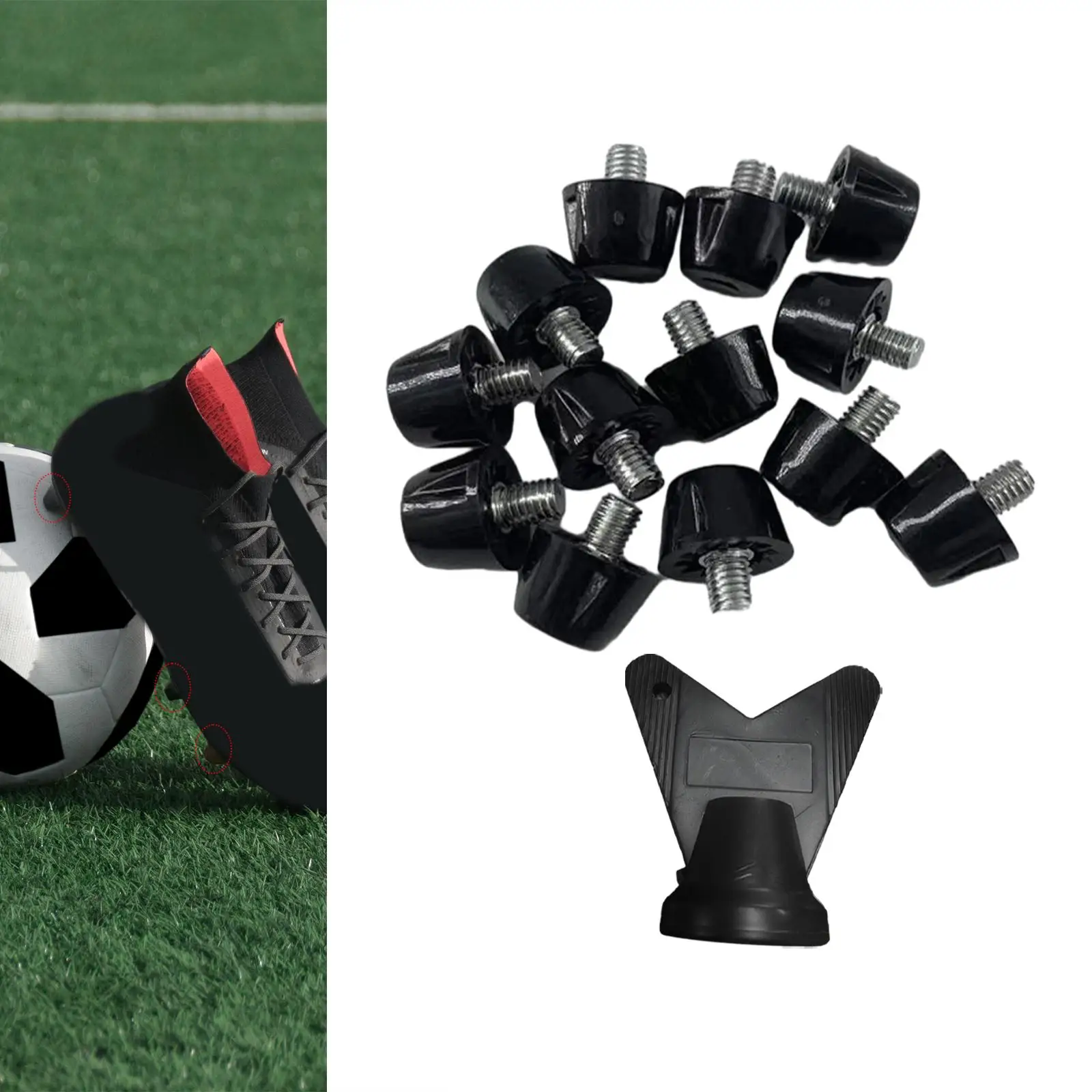 12PCS Football Shoe Spikes with Wrench, Thread Screw 5mm Dia Firm Ground Soccer Shoe Spikes, Rugby Shoes Studs for Training