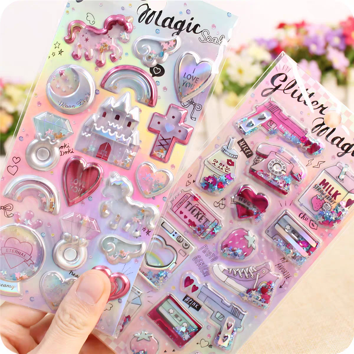 

4 pcs Random Cute Glittering Magic 3D Capsule Stickers Scrapbooking Diy Journal Stationery Sticker Gift School Supplies