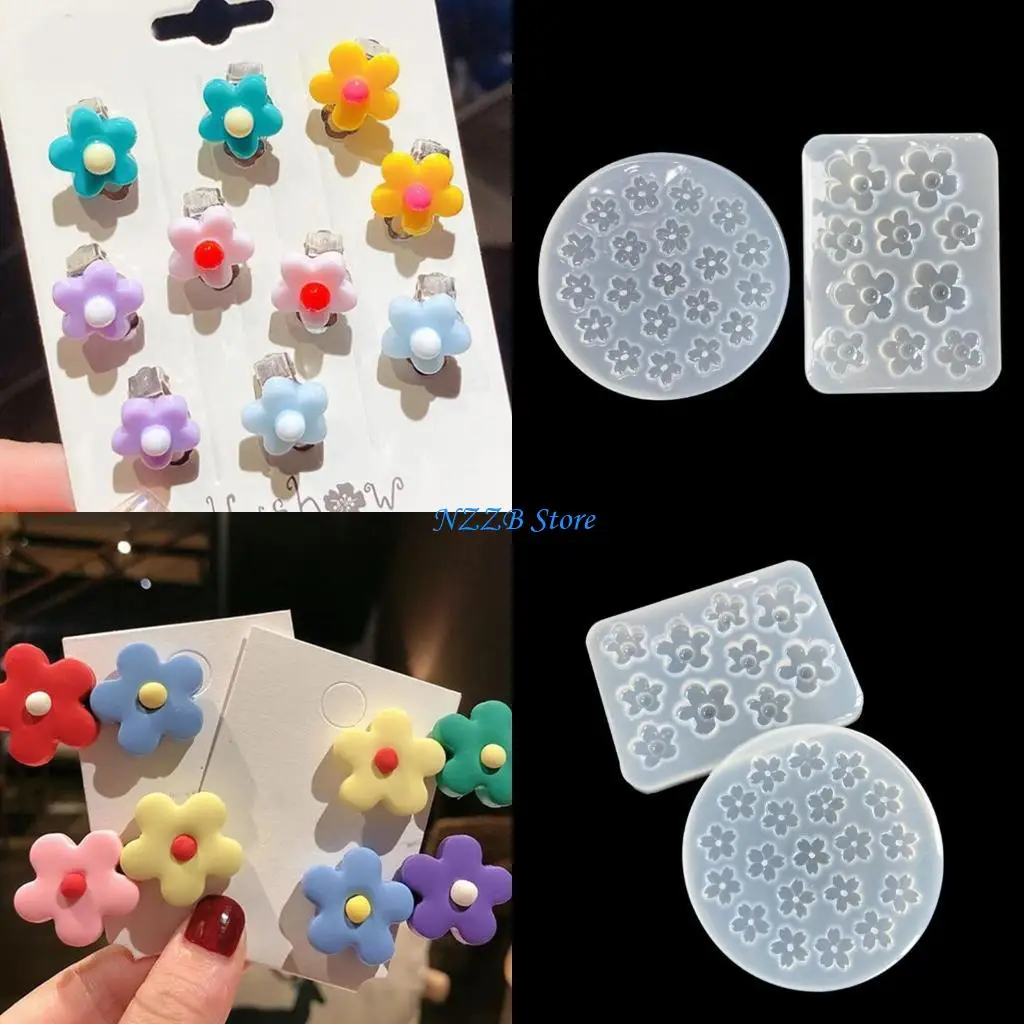 

T21F маленькие цветы кристалл эпоксидная смола форма серьги ювелирные изделия силиконовая форма DIY ремесла украшения для литья