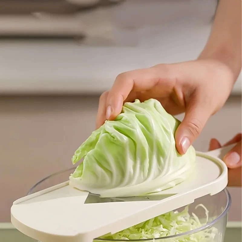 Manual Cabbage Shredder, ABS Plastic Vegetable Slicer Grater with Stainless Steel Blade, No Power Kitchen Tool